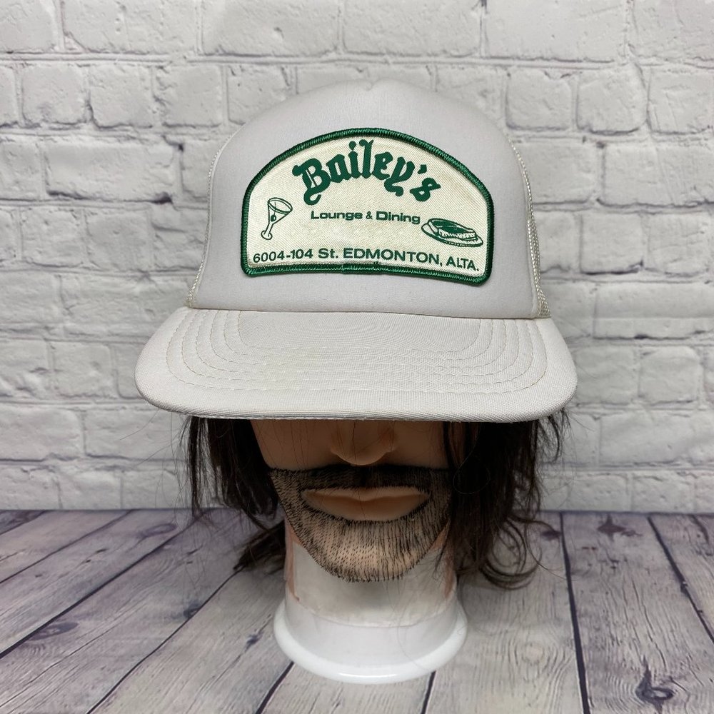 Vintage Hat Cap Snapback White Trucker Mesh Bailey's Lounge and Dining Patch